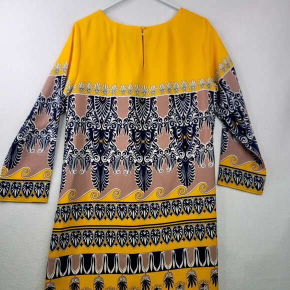 J. Crew Preppy Tribal Paisley Scroll Shift Dress 3/4 Sleeve Size 8 - Picture 8 of 11